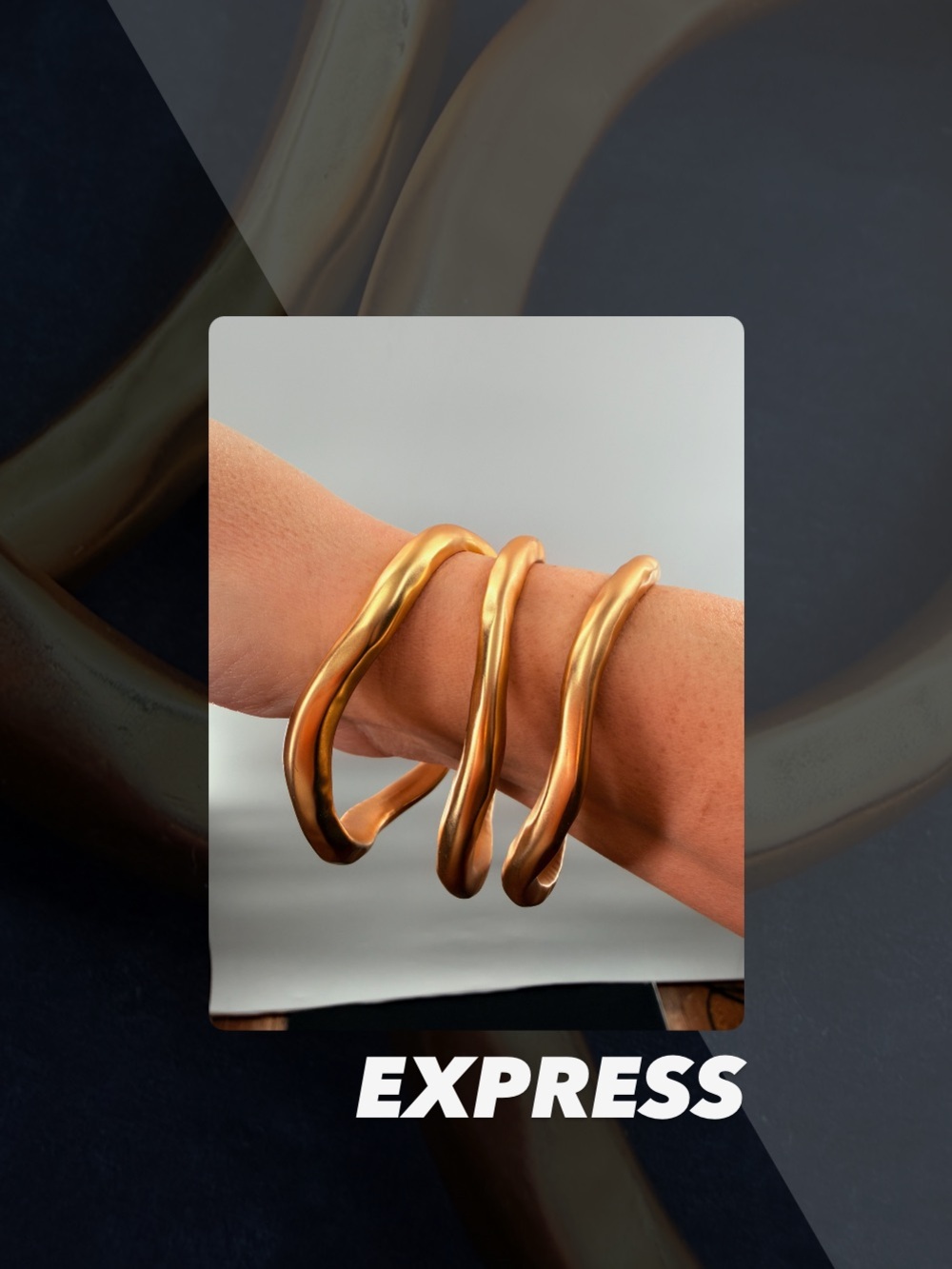 NWOT Express Hammered Gold Bangle Bracelets
